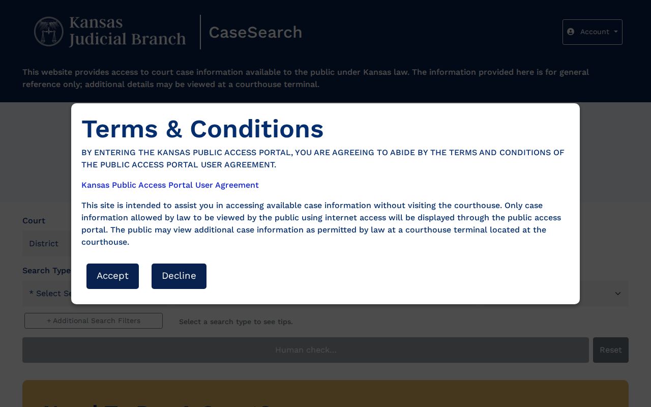 Rawlins County arrest case lookup in Kansas CaseSearch